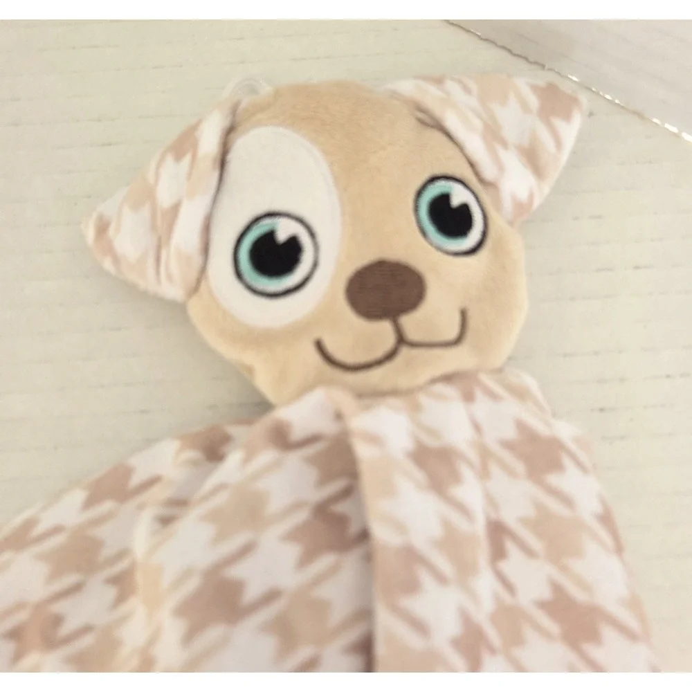 BooginHead Puppy Dog White Tan Baby Lovey Security Blanket Teether Embroidered